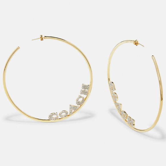 Pavé Coach Large Hoop Earrings - Picture 1 of 4